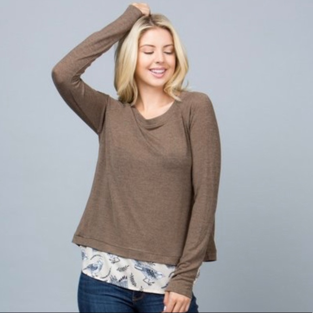 Bird print sweater with peakaboo vent - Picture 4 of 8